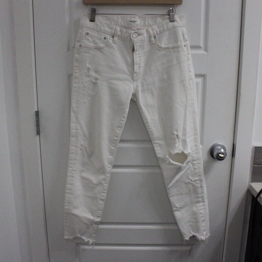 Moussy Vintage Velma Skinny white distressed jeans‎ size 28
